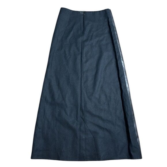 SOLD design lab wool lambskin leather winter maxi skirt 4 black quiet luxury - Picture 3 of 7